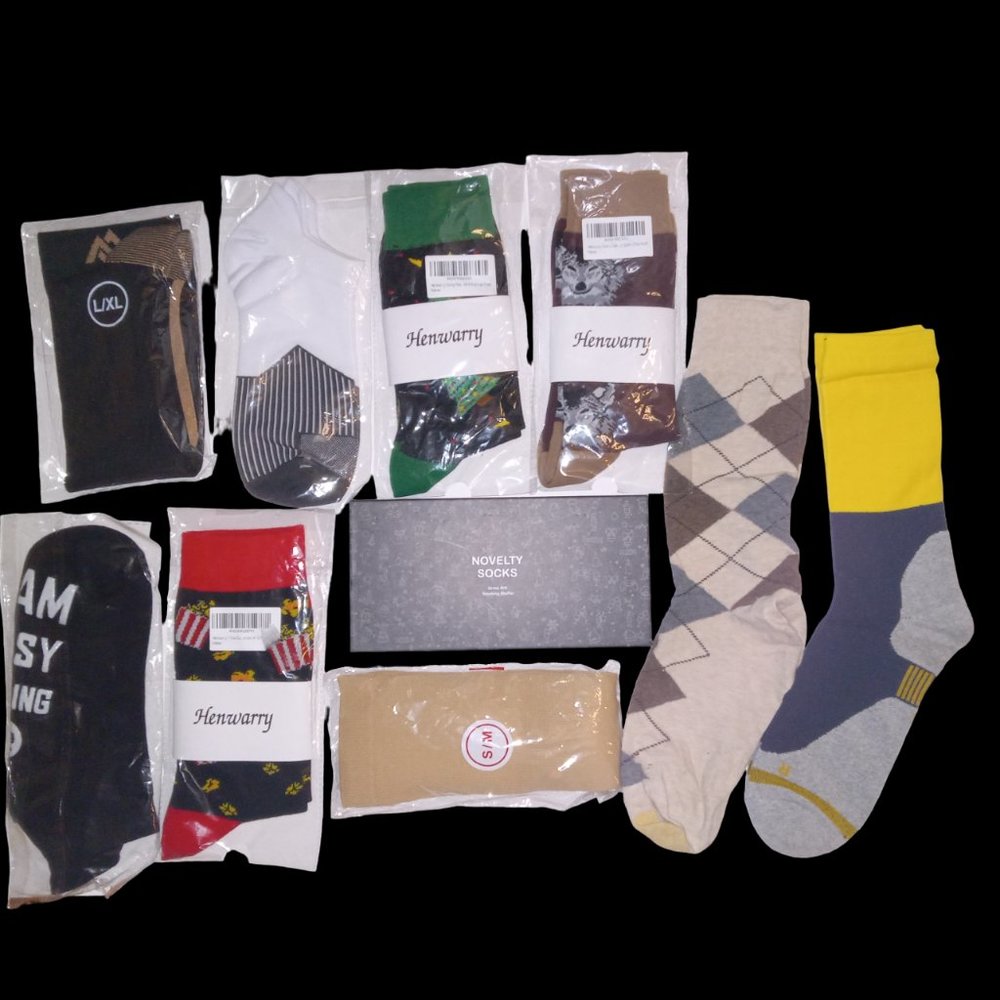 10 pairs Men’s/Women's socks: Dress/Novelty L/XL 10-13 NWT/NWOT Variety lot #1